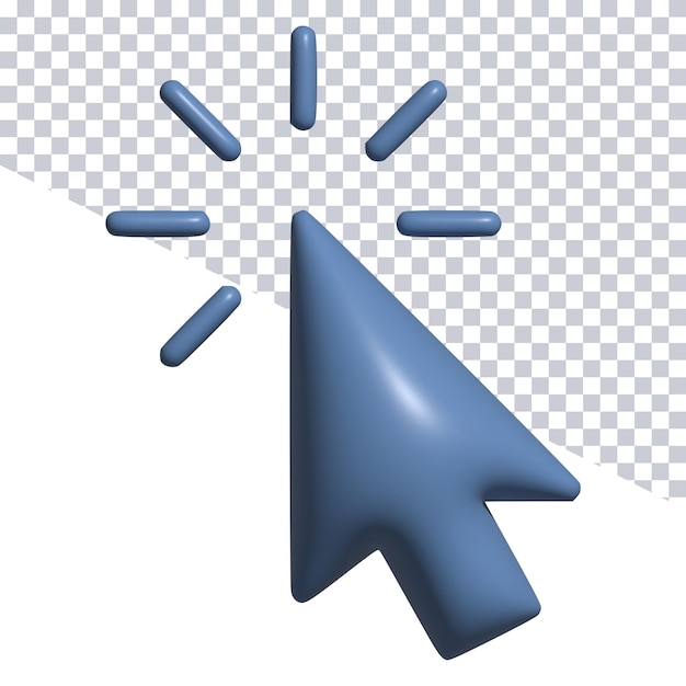 PSD eine blaue computermaus mit einem gebogenen pfeil, der nach rechts zeigt.