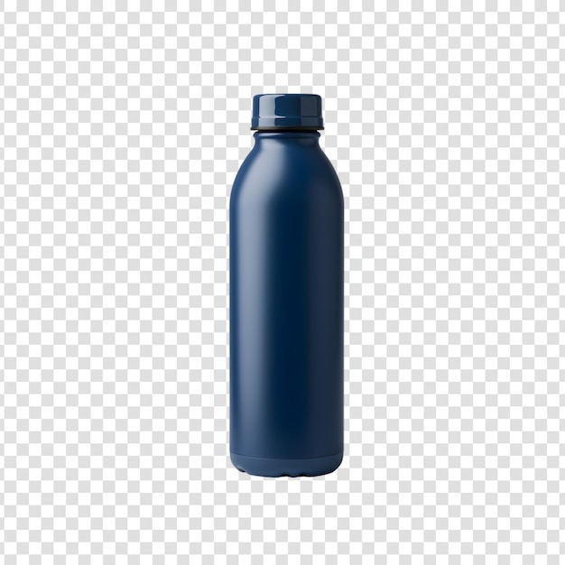 PSD eine blaue metallwasserflasche, die auf einem durchsichtigen hintergrund isoliert ist