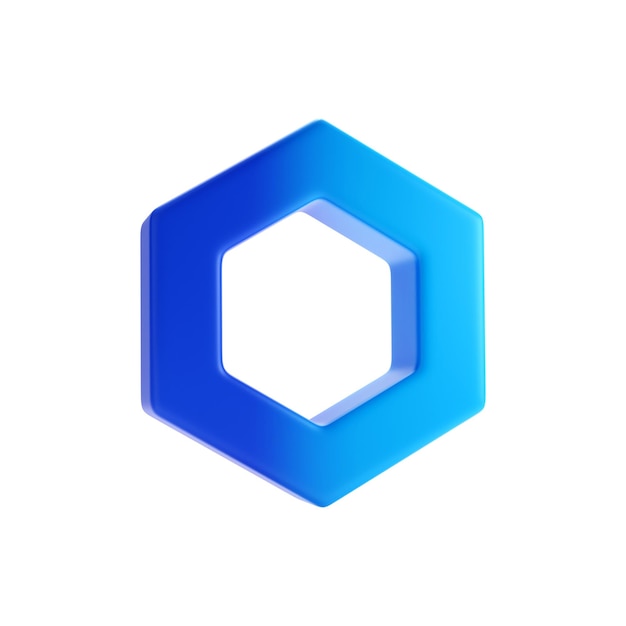 Eine blaue sechseckige Schachtel mit weißem Hintergrund.