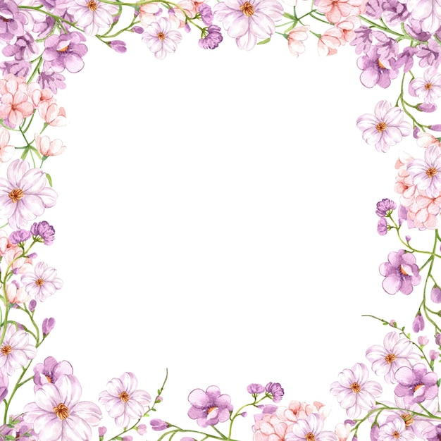 eine blumige Grenze mit rosa Blüten und grünen Blättern