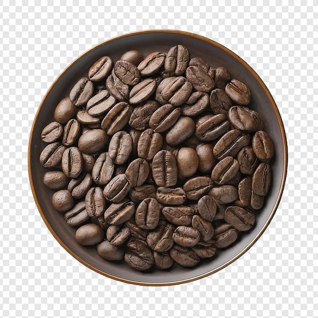 PSD eine braune schüssel kaffeebohnen mit einer tasse kaffee