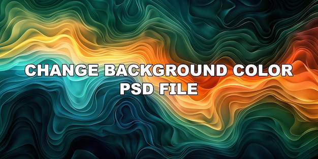PSD eine bunte welle mit blau-grüner basis und orange-gelben akzenten im hintergrund
