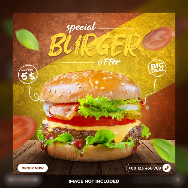 Eine Burger-Werbung für einen Burger mit der Aufschrift „Big and Fizzy“.