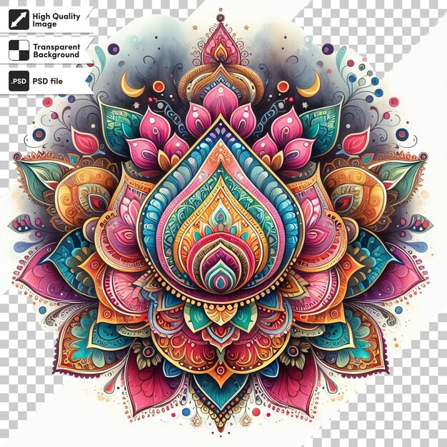 PSD eine digitale kunstillustration eines bunten mandalas