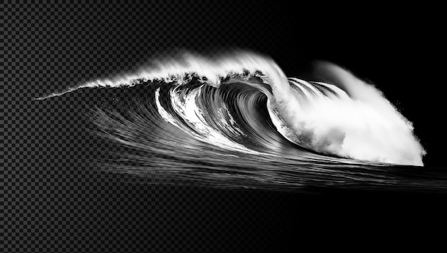 Eine dramatische Welle, die in Monochromie stürzt