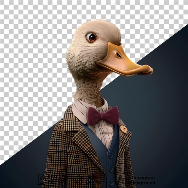 PSD eine ente in einem anzug auf dunklem hintergrund enthält eine png-datei