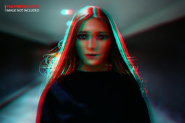 Eine farbenfrohe Frau Generative Foto-Effekt-Design Psd