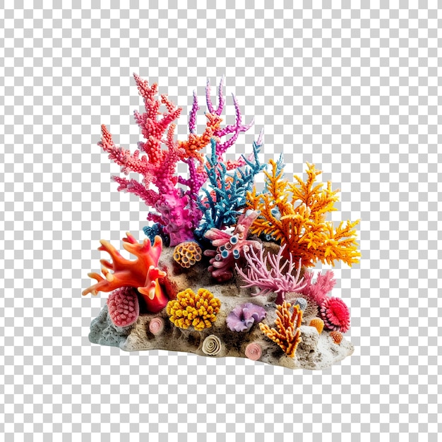 PSD eine farbenfrohe koralle und korallen sind in einem kreis angeordnet