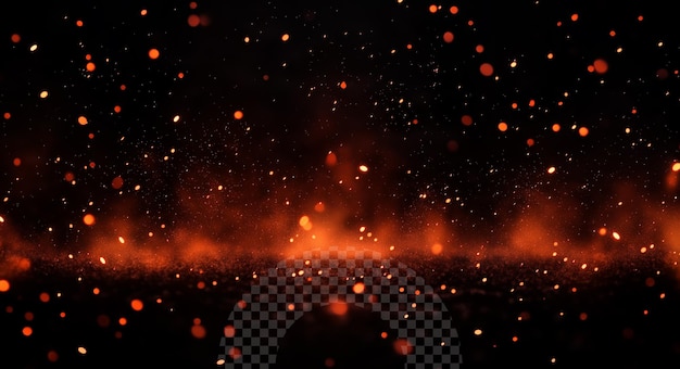eine Feuerkugel mit orangefarbenen Funken darauf und ein schwarzer Hintergrund mit Funken