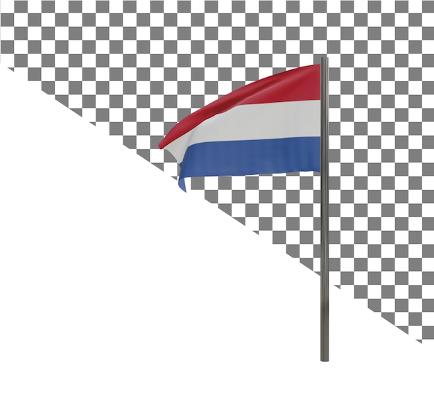eine Flagge fliegt im Wind mit weißem Hintergrund