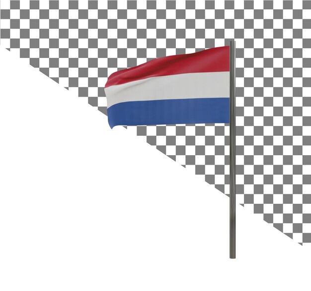 eine Flagge fliegt im Wind mit weißem Hintergrund