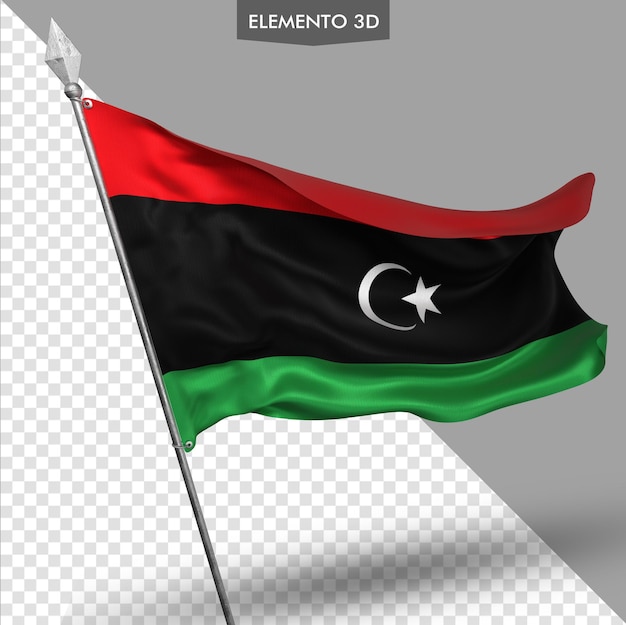 Eine Flagge Libyens, die mit einem silbernen Flügel fliegt