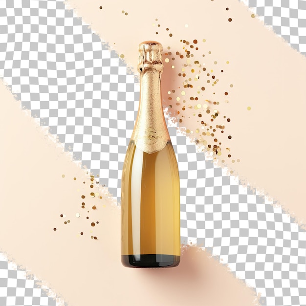 PSD eine flasche champagner mit goldglitter darauf