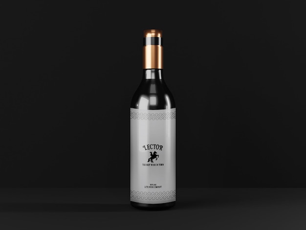 Eine Flasche Glückswein auf schwarzem Hintergrund.