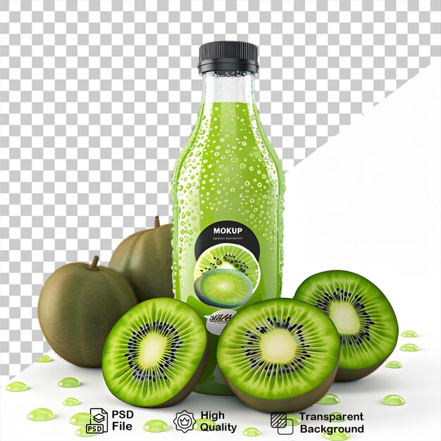 PSD eine flasche kiwi-saft-mockup auf durchsichtigem hintergrund mit png-datei