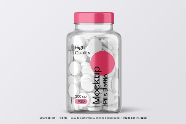 Eine Flasche Medizin mit einem rosa Etikett, auf dem "hochwertige Pillen" steht.