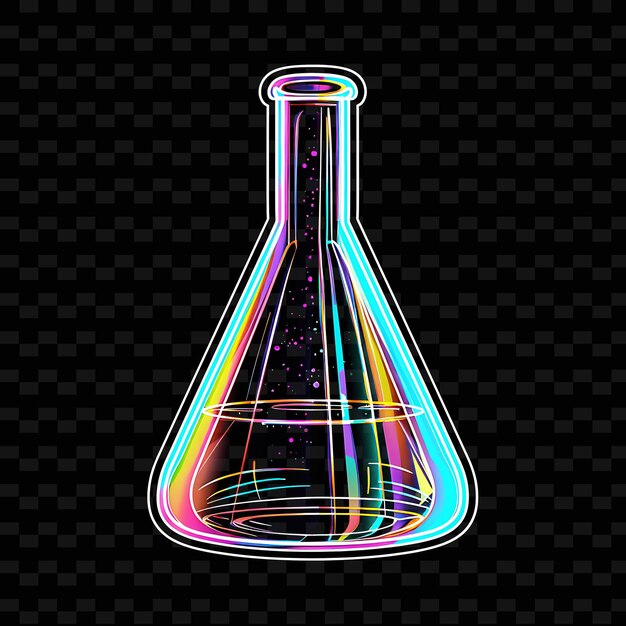 PSD eine flasche mit einem chemischen element mit einem bunten design auf schwarzem hintergrund