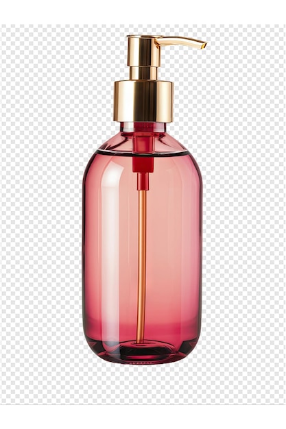 PSD eine flasche rosa flüssigkeit mit rotem etikett