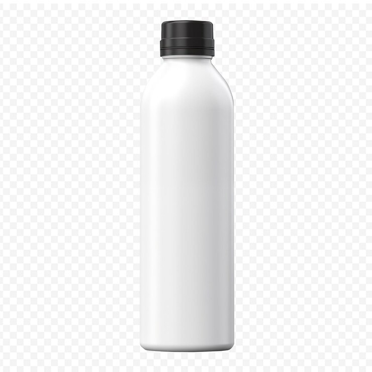 PSD eine flasche weiße milch mit schwarzer kappe
