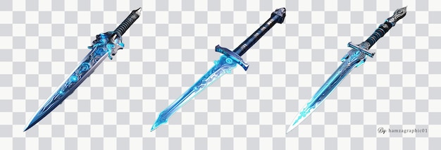 PSD eine futuristische katana in blau beleuchtet