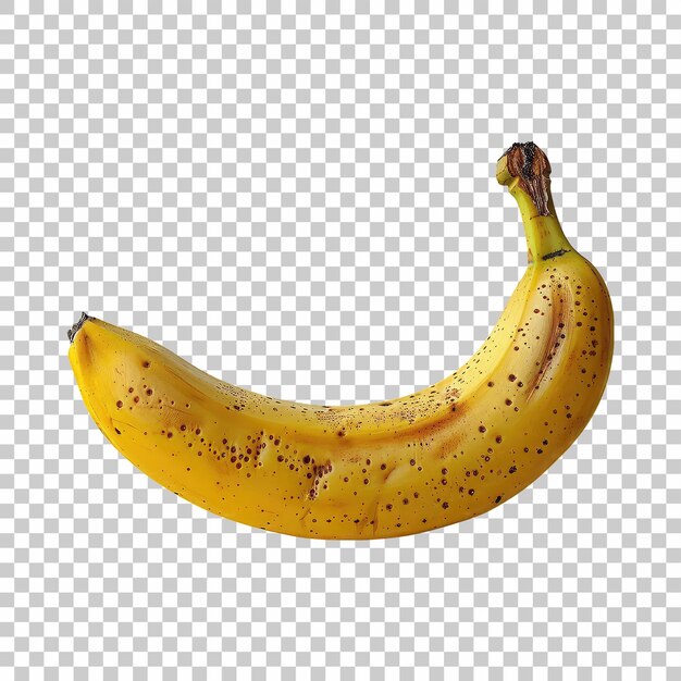 Eine gelbe banane, die auf einem durchsichtigen hintergrund isoliert ist