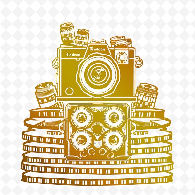 Eine gelbe kamera mit einem foto einer kamera darauf