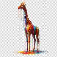 PSD eine giraffe mit einem spray orangefarbener farbe darauf