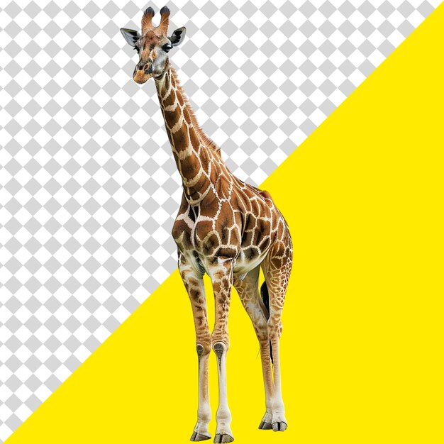 PSD eine giraffe steht vor einem gelben hintergrund mit einem weißen hintergrund