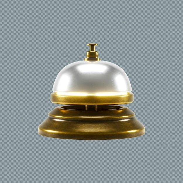Eine glänzende Silber- und Golddienstglocke sitzt auf einem durchsichtigen karierten Hintergrund png