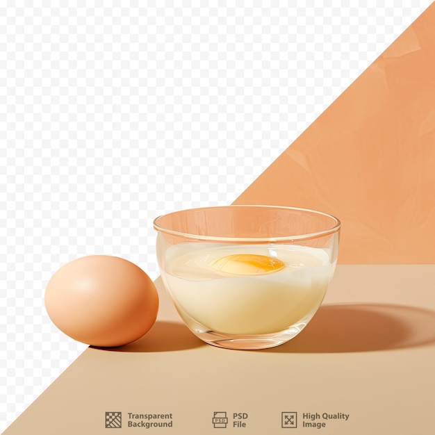 PSD eine glasschüssel mit eiern und eine glasschüssel mit joghurt.