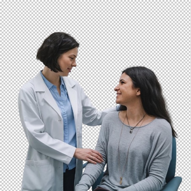 Eine glückliche Ärztin mit einem Patienten im KrankenhausPNG Image