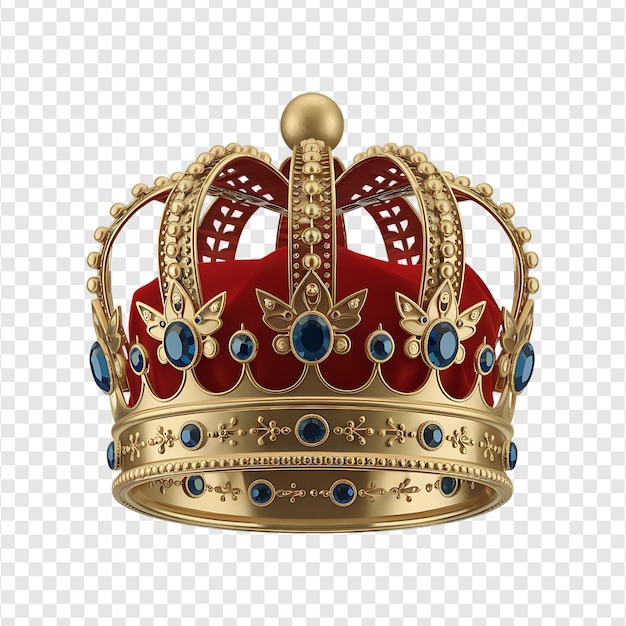 eine goldene Krone mit einer roten Krone auf einem durchsichtigen Hintergrund
