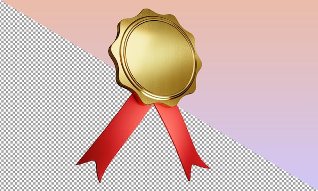 Eine goldene Medaille mit roten Bändern