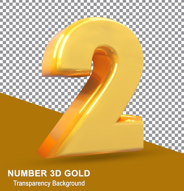 eine goldene Nummer 2 auf einem durchsichtigen Hintergrund angezeigt wird