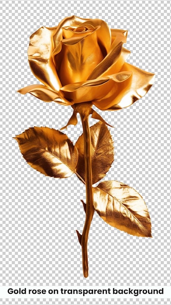 Eine goldene Rosenblume auf transparentem Hintergrund