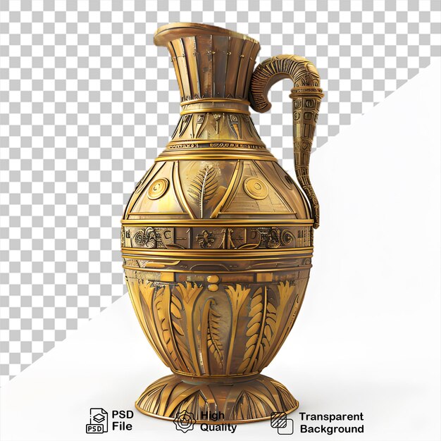 PSD eine goldene vase mit einem goldenen griff auf einem weißen hintergrund