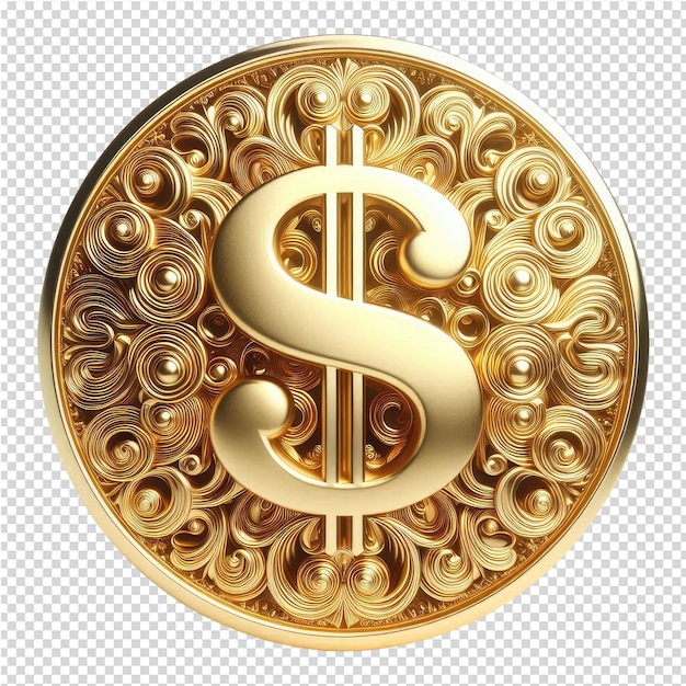 PSD eine goldmünze mit einem dollarzeichen auf einem transparenten hintergrund