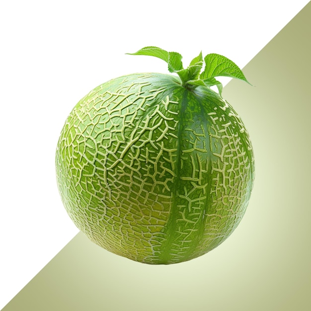 eine grüne Frucht, auf der das Wort Melone geschrieben ist