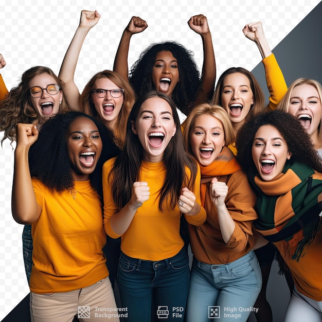 Eine gruppe von frauen in orangefarbenen t-shirts mit der aufschrift „i'm on it“.