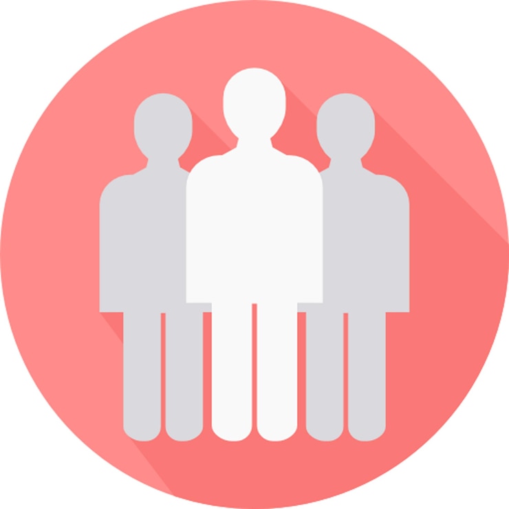 PSD eine gruppe von menschen in einem kreis mit einem rosa kreis um sie herum