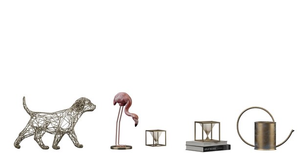 PSD eine gruppe von statuen mit einem flamingo darauf
