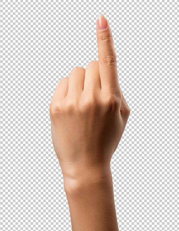 PSD eine hand mit einem finger, der nach rechts weist, mit einem finger, der zu rechts weist