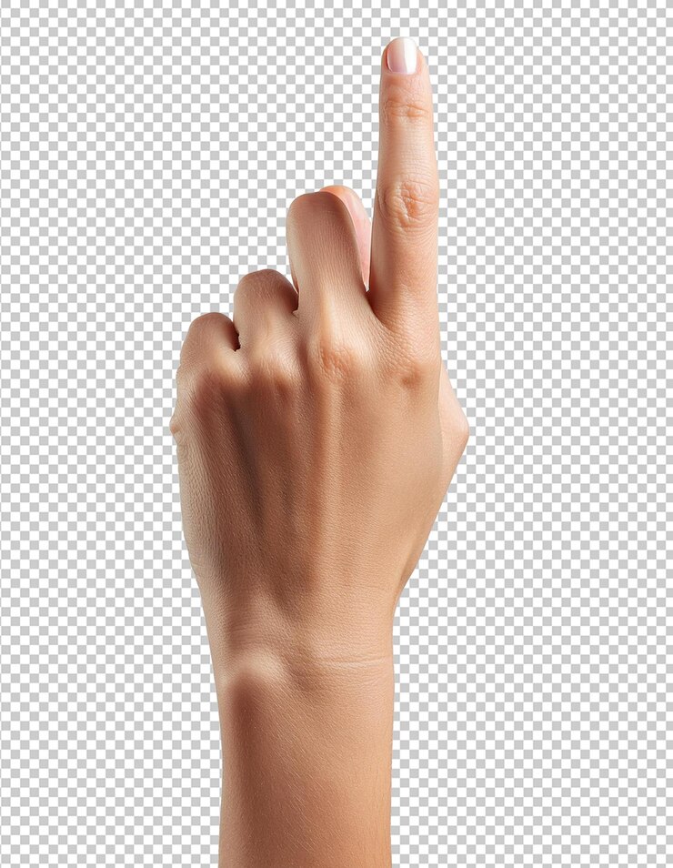 PSD eine hand mit einem finger, der nach rechts zeigt