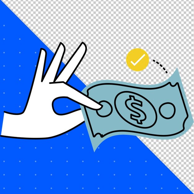 eine Hand reicht nach Geld mit einer Dollarnote darauf