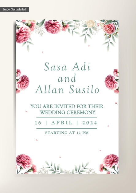 eine Hochzeitseinladung für eine romantische Hochzeit mit Blumen und den Worten romantisch und romantisch