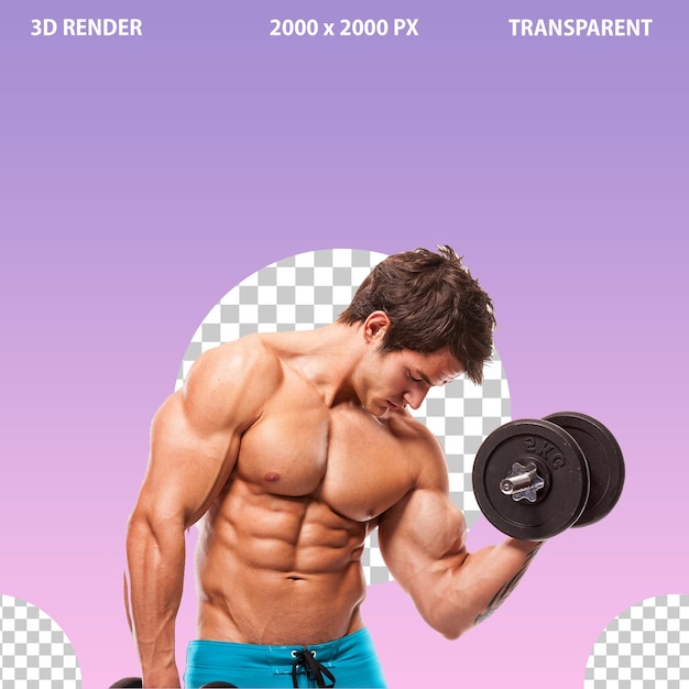 Eine junge Frau und ein Mann trainieren im Fitnessstudio mit durchsichtigem Hintergrund.