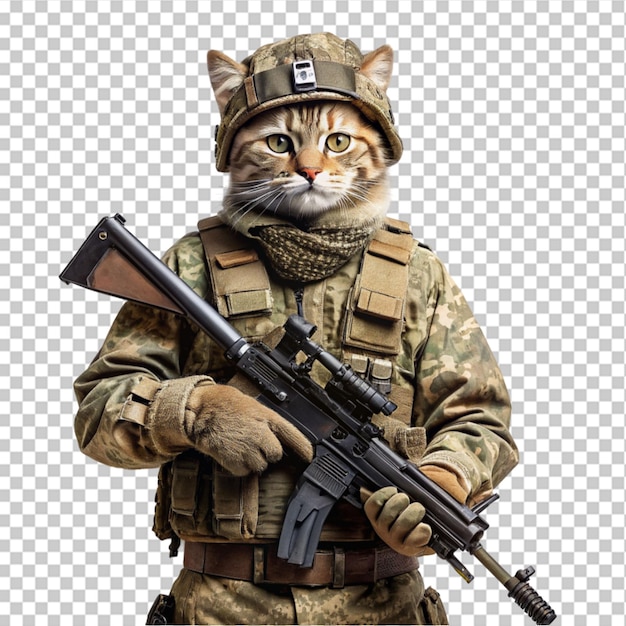 PSD eine katze, die eine militärische uniform trägt, mit den worten 