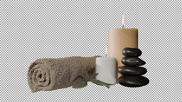 eine Kerze und ein Handtuch mit einer Kerze darauf