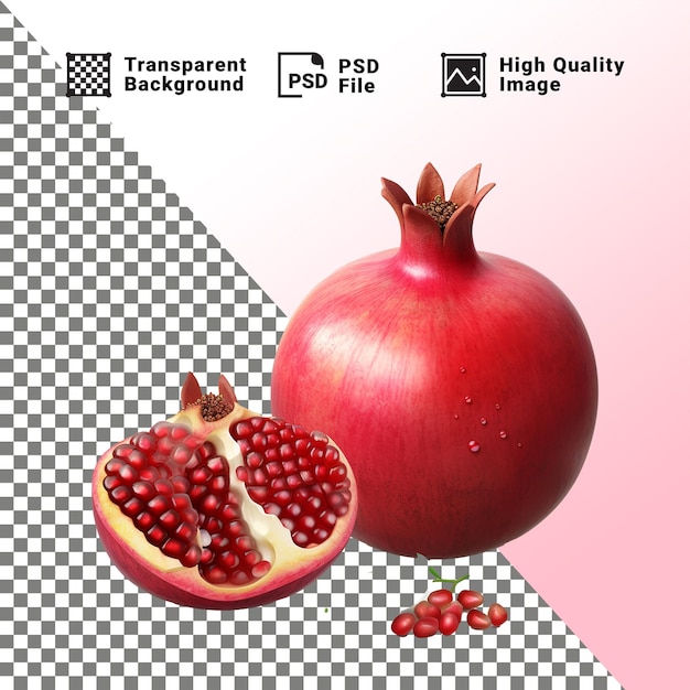 PSD eine köstliche granatapfel auf einem durchsichtigen hintergrund
