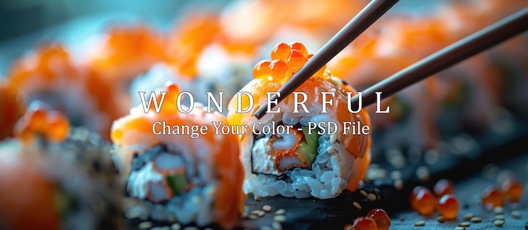 PSD eine köstliche lachs-sushi-rolle mit stäbchen
